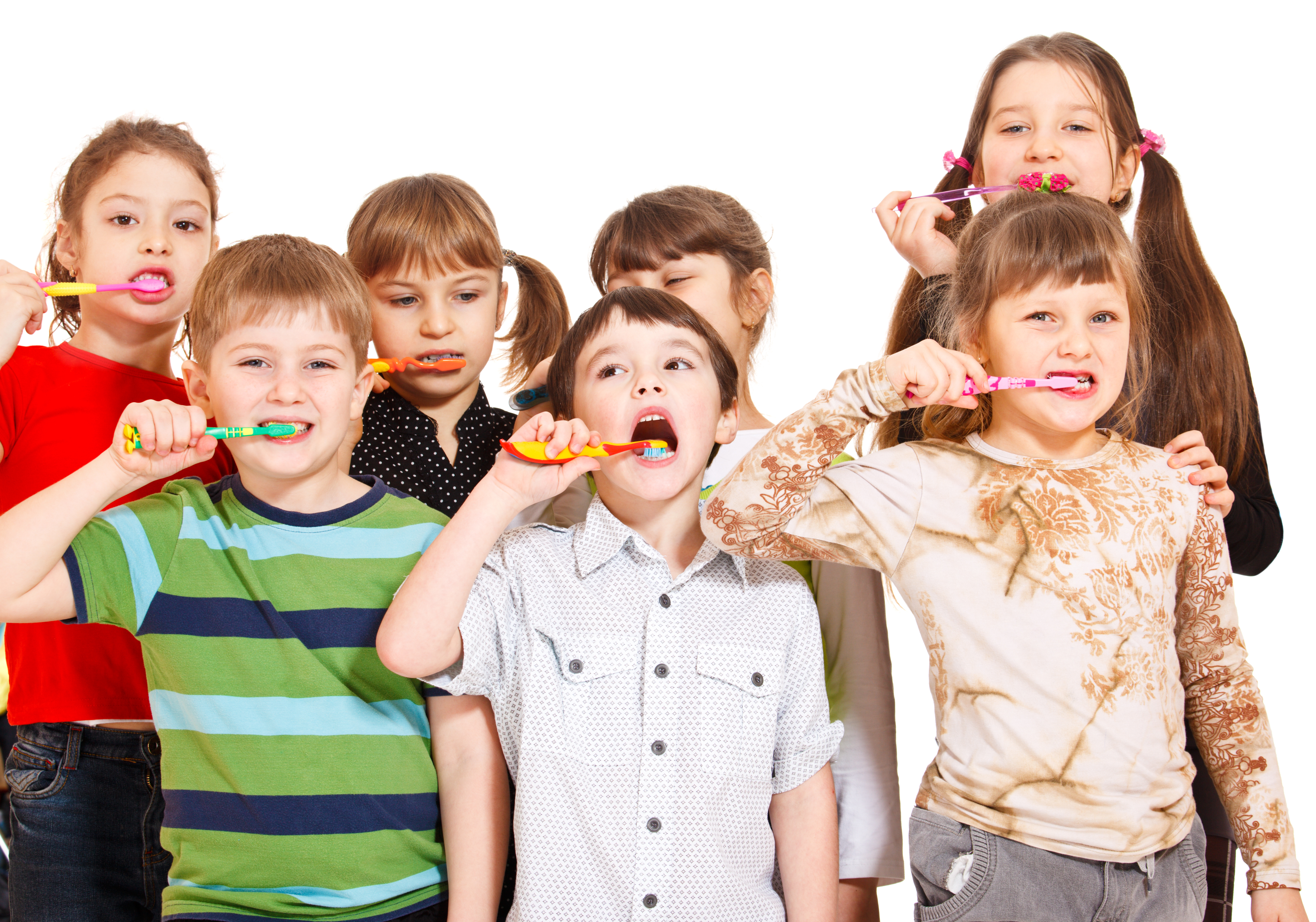 Children brushing teeth