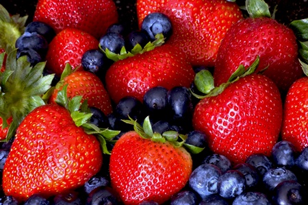 blueberries and strawberries