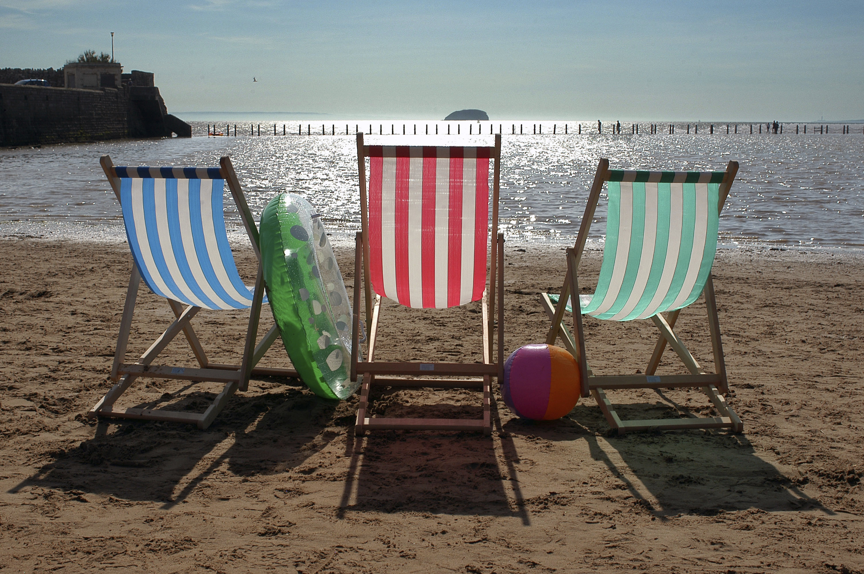 deckchairs on beach